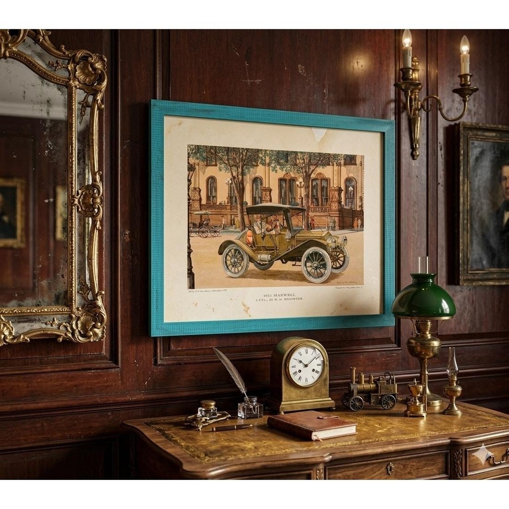 Beautiful, vintage 1957 framed 1911 Maxwell print signed and copyrighted
